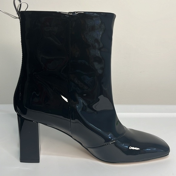 Good American Ankle Boot Women's 8.5 Black Patent Leather Square Toe Square Heel - Picture 9 of 15